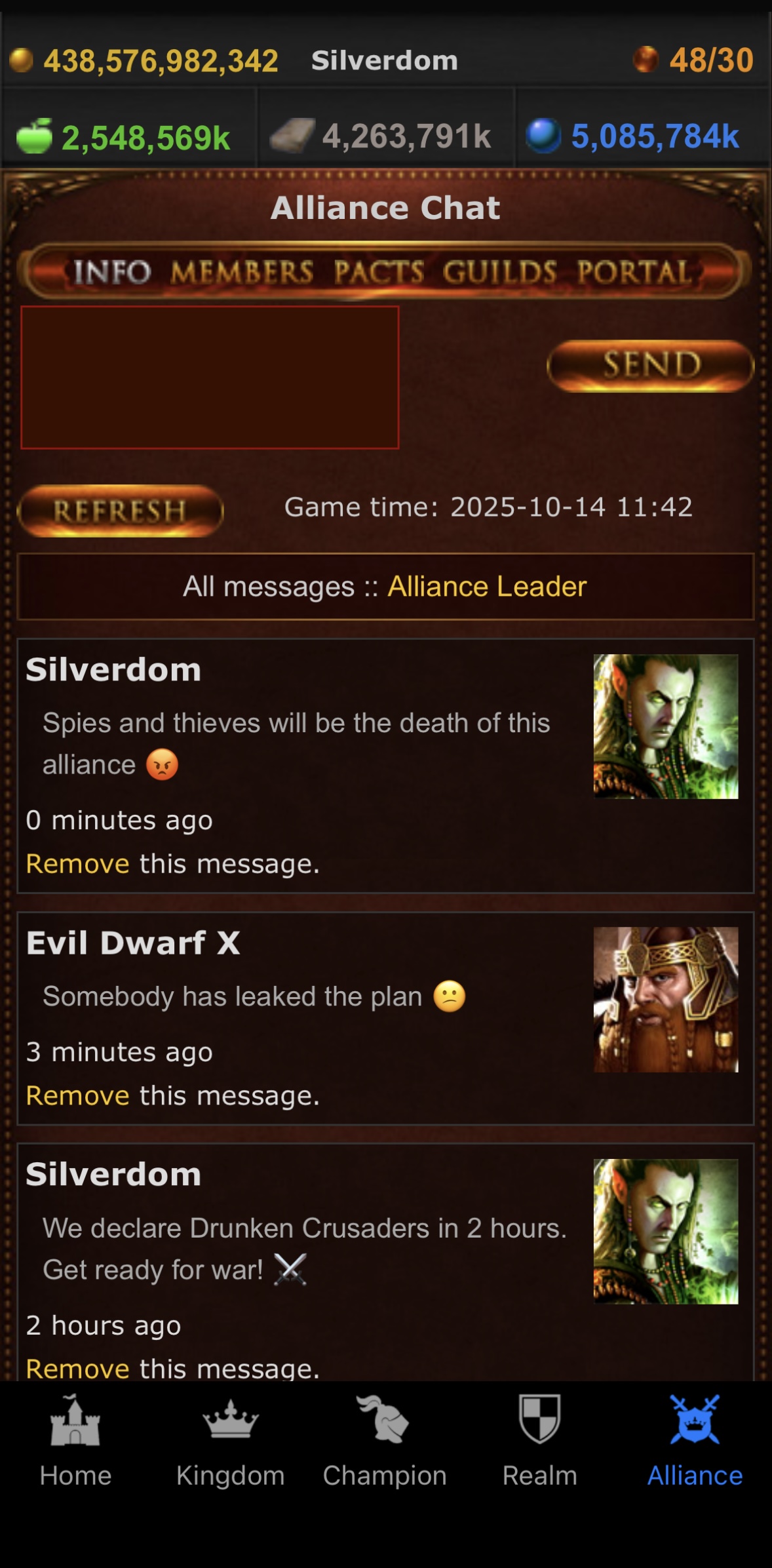 Chat between two players in the same alliance